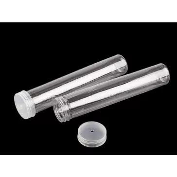   Műanyag tubus gombtartó Ø30 mm - 2 (17,5 cm) átlátszó (12 db-os csomagolás)