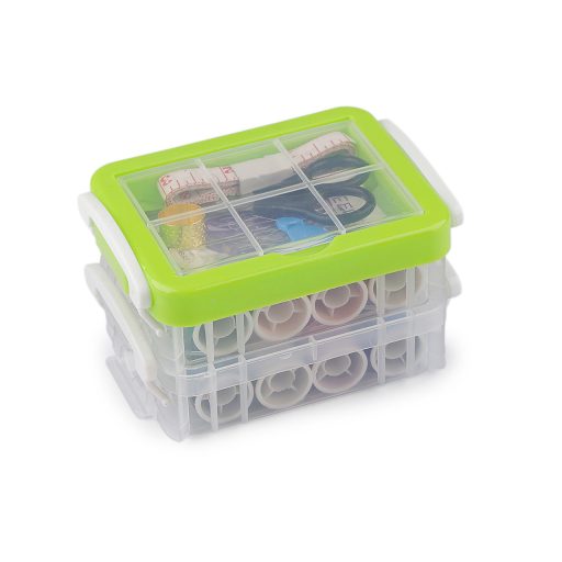 Varrótűkészlet átlátszó műanyag dobozban 2 emeletes