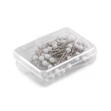 Gombostű műanyag fejű 32 mm-es fehér - nikkel (20 doboz)