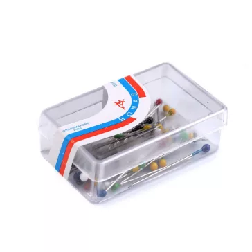   Gombostű műanyag fejű hossza 27mm - színkeverék (100 doboz)