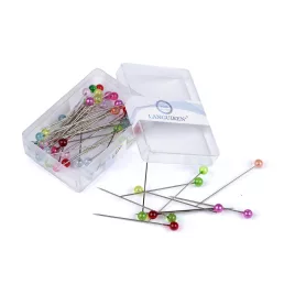 Dísz gombostű átlátszó fejű hossza 40 mm