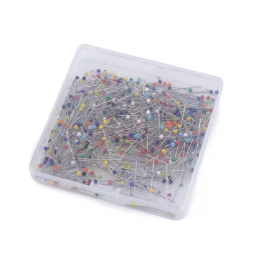 Gombostű üveg fejjel hossza 34 mm - mix (5 doboz)