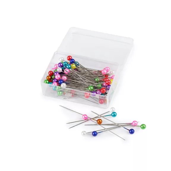 Dísz gombostű készlet - 40 mm gyöngyház fejű - 2 multicolor (1 doboz) Dísz gombostű készlet - 40 mm gyöngyház fejű - 2 multicolor (1 doboz)