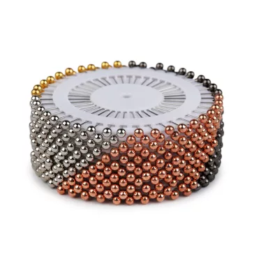   Gombostű készlet kerek metál fejjel hossz 37 mm - mix (12 rozetta)
