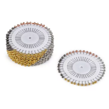   Gombostű készlet kerek metál fejjel hossz 37 mm - mix (12 rozetta)