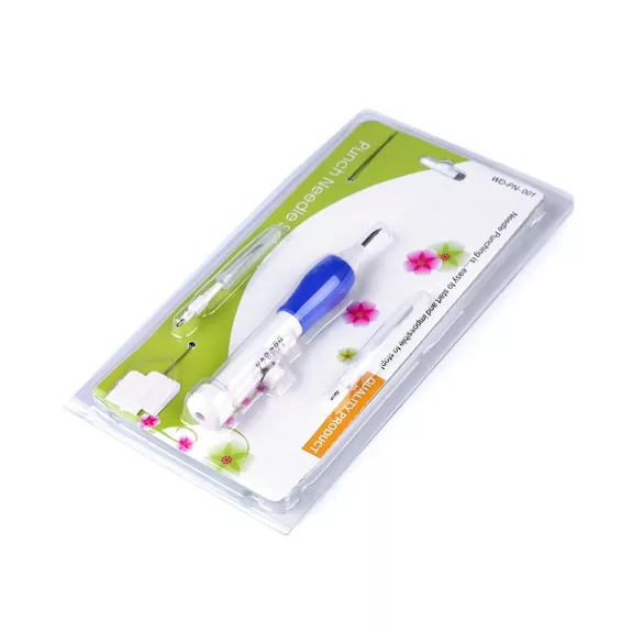 Mágikus tű készlet / hímzőtoll - punch needle tű készlet - 1 fehéres kék (1 szett) Mágikus tű készlet / hímzőtoll - punch needle tű készlet - 1 fehéres kék (1 szett)