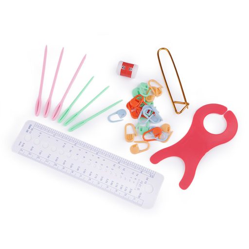 Horgolótű szett szilikon nyéllel és horgoló kellékekkel tokban