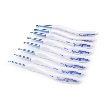   Ergonomikus horgolótű készlet, rózsa virág - 2 kék (1 szett)