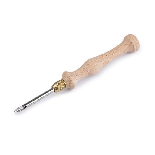 Fa fogantyú hímzőtoll lyukasztótű AIRO Ø5 mm vastagabb fonalhoz