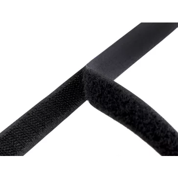   Tépőzár hurkos + bolyhos oldal szélessége 16 mm komplett - 2 fekete (100 m-os csomagolás)