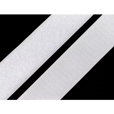   Tépőzár horog + plüss szélessége 30 mm komplett - 1 fehér