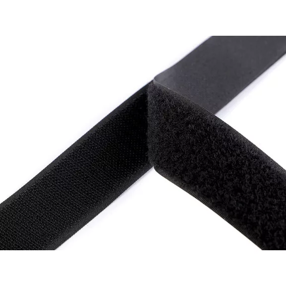 Tépőzár horog + plüss szélessége 30 mm komplett - 2 fekete Tépőzár horog + plüss szélessége 30 mm komplett - 2 fekete
