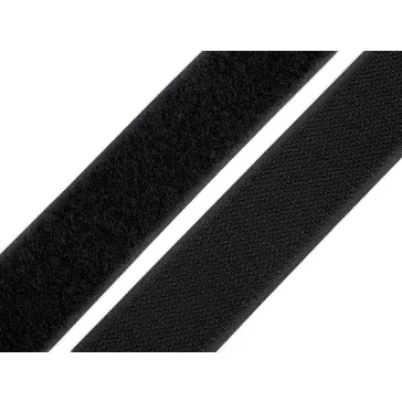  Tépőzár horog + plüss szélessége 30 mm komplett - 2 fekete 
