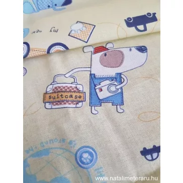 Vidám kis kutyák gyerekmintás pamut batiszt