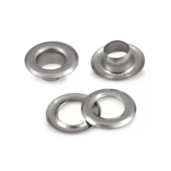 Ringli alátéttel belső Ø7 mm / külső Ø13 mm - nikkel (1000 pár) Ringli alátéttel belső Ø7 mm / külső Ø13 mm - nikkel (1000 pár)