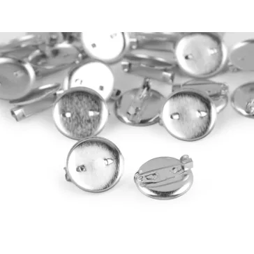   Kitűző Bross alap Ø19 mm tányéros - platina (25 db-os csomagolás)