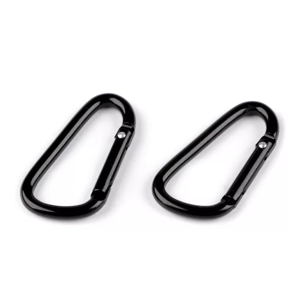 Fém karabíner 24x48 mm - 3 fekete lakk (2 db-os csomagolás) Fém karabíner 24x48 mm - 3 fekete lakk (2 db-os csomagolás)
