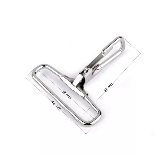 Fém karabiner 38 mm nikkel delfinkapocs bújtatóval