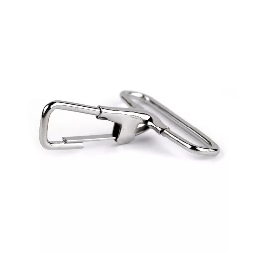 Fém karabiner 38 mm nikkel delfinkapocs bújtatóval