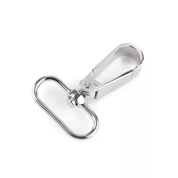 Fém forgós karabíner 32 mm-es befűző - 1 nikkel (1 db-os csomagolás) Fém forgós karabíner 32 mm-es befűző - 1 nikkel (1 db-os csomagolás)