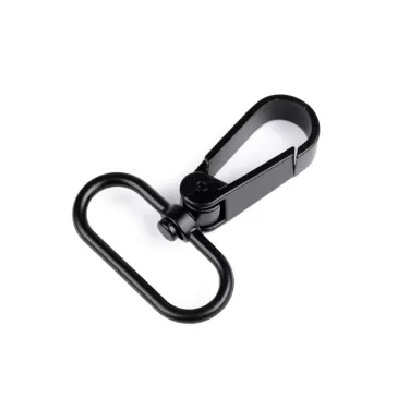   Fém forgós karabíner 32 mm-es befűző - 6 fekete lakk matt (1 db-os csomagolás)