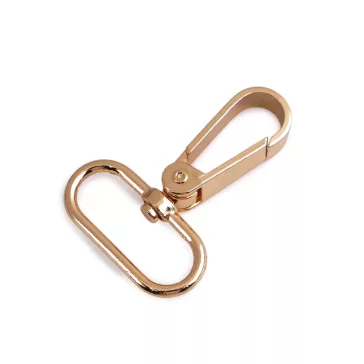   Fém forgós karabíner 32 mm-es befűző - 7 rózsaarany (50 db-os csomagolás)