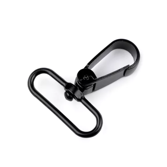 Fém forgós karabíner 39 mm-es befűző - 6 fekete lakk (10 db-os csomagolás) Fém forgós karabíner 39 mm-es befűző - 6 fekete lakk (10 db-os csomagolás)