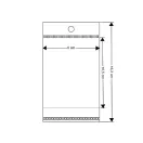 PP ragasztócsíkos celofán tasak jellegű BOPP tasak akasztóval 6x10,5 cm - átlátszó (3000 db-os csomagolás)