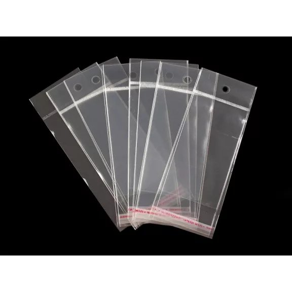 PP ragasztócsíkos celofán tasak jellegű BOPP tasak akasztóval 6x10,5 cm - átlátszó (100 db-os csomagolás) PP ragasztócsíkos celofán tasak jellegű BOPP tasak akasztóval 6x10,5 cm - átlátszó (100 db-os csomagolás)