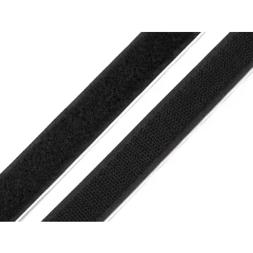   Tépőzár hurkos + bolyhos oldal öntapadós szélessége 20 mm - fekete (100 m-os csomagolás)