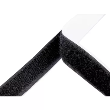   Tépőzár hurkos + bolyhos oldal öntapadós szélessége 20 mm - fekete (100 m-os csomagolás)