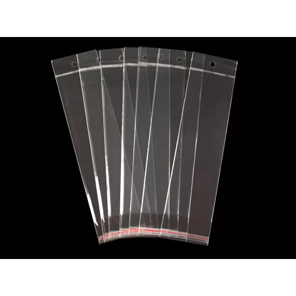PP ragasztócsíkos celofán tasak jellegű BOPP tasak akasztóval 7x22 cm - átlátszó (1000 db-os csomagolás) PP ragasztócsíkos celofán tasak jellegű BOPP tasak akasztóval 7x22 cm - átlátszó (1000 db-os csomagolás)