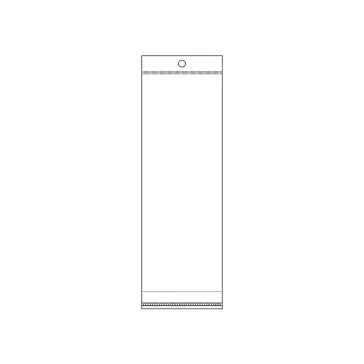   PP ragasztócsíkos celofán tasak jellegű BOPP tasak akasztóval 7x22 cm - átlátszó (1000 db-os csomagolás)