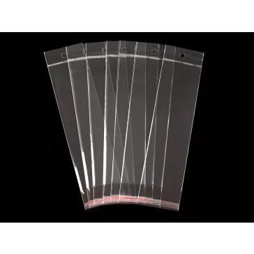   PP ragasztócsíkos celofán tasak jellegű BOPP tasak akasztóval 7x22 cm - átlátszó (100 db-os csomagolás)