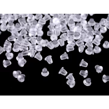   Műanyag fülbevaló hátsó 3x5 mm-es - Transparent (5 g-os csomagolás)