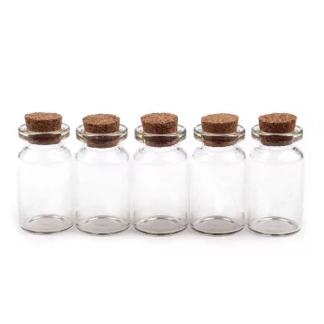 Üvegcse parafadugóval 20x40 mm - Transparent (4 fiola)