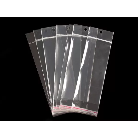 PP ragasztócsíkos celofán tasak jellegű BOPP tasak akasztóval 6x15 cm fényes - átlátszó (1000 db-os csomagolás) PP ragasztócsíkos celofán tasak jellegű BOPP tasak akasztóval 6x15 cm fényes - átlátszó (1000 db-os csomagolás)