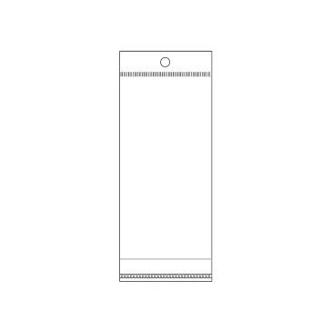  PP ragasztócsíkos celofán tasak jellegű BOPP tasak akasztóval 6x15 cm fényes - átlátszó (36000 db-os csomagolás)