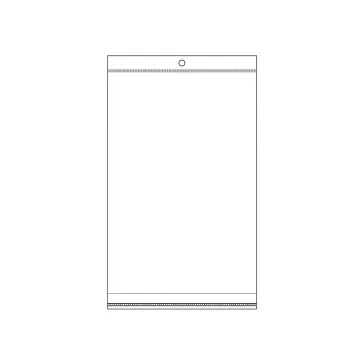   PP ragasztócsíkos celofán tasak jellegű BOPP tasak akasztóval 15x25,5 cm - átlátszó (11000 db-os csomagolás)