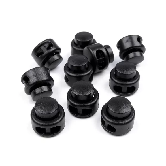 Rugós, zsinór szabályozó, zsinórvég 13x15 mm malacka - 2 fekete (40 db-os csomagolás) Rugós, zsinór szabályozó, zsinórvég 13x15 mm malacka - 2 fekete (40 db-os csomagolás)