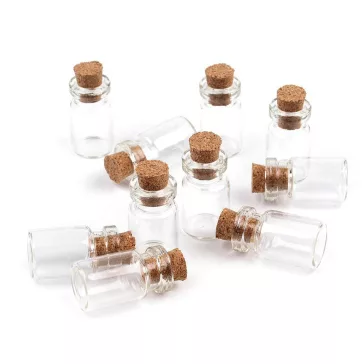 Üvegcse 13x25 mm parafa dugóval - Transparent (40 fiola)