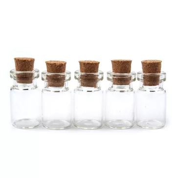 Üvegcse 13x25 mm parafa dugóval - Transparent (40 fiola)