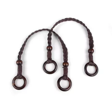   Fonott táskafül hossza 48-50 cm karikával - 2 sötétbarna (6 db-os csomagolás)