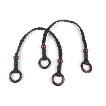   Fonott táskafül hossza 48-50 cm karikával - 2 sötétbarna (6 db-os csomagolás)