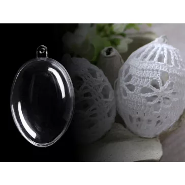   Átlátszó műanyag tojás 4,5x6 cm 2 részes - Transparent (12 db-os csomagolás)