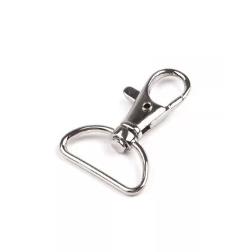   Fém forgós karabíner 25 mm-es befűző - 1 nikkel (20 db-os csomagolás)