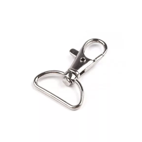 Fém forgós karabíner 25 mm-es befűző - 1 nikkel (20 db-os csomagolás) Fém forgós karabíner 25 mm-es befűző - 1 nikkel (20 db-os csomagolás)