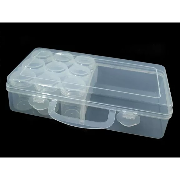 Műanyag doboz 130x26x6 cm tégelyekkel - Transparent (1 db-os csomagolás) Műanyag doboz 130x26x6 cm tégelyekkel - Transparent (1 db-os csomagolás)