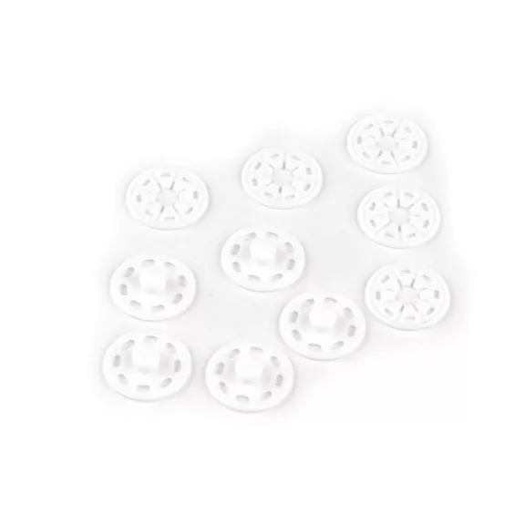 Felvarrható műanyag patent / összenyomható gomb Ø25 mm - 3 fehér (5 pár) Felvarrható műanyag patent / összenyomható gomb Ø25 mm - 3 fehér (5 pár)