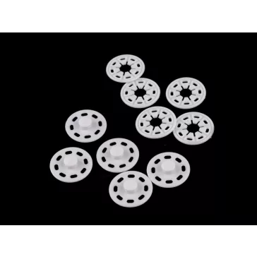   Felvarrható műanyag patent / összenyomható gomb Ø25 mm - 3 fehér (5 pár)